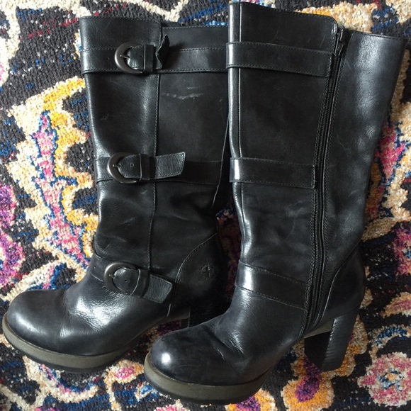 DR MARTEN Knee High High Heel Boots. Black Leather - Picture 2 of 7